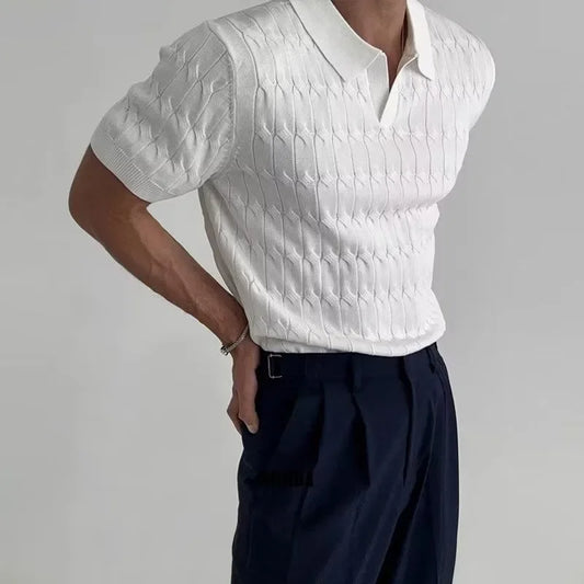 Men's Fitted Knitted Jacquard Polo